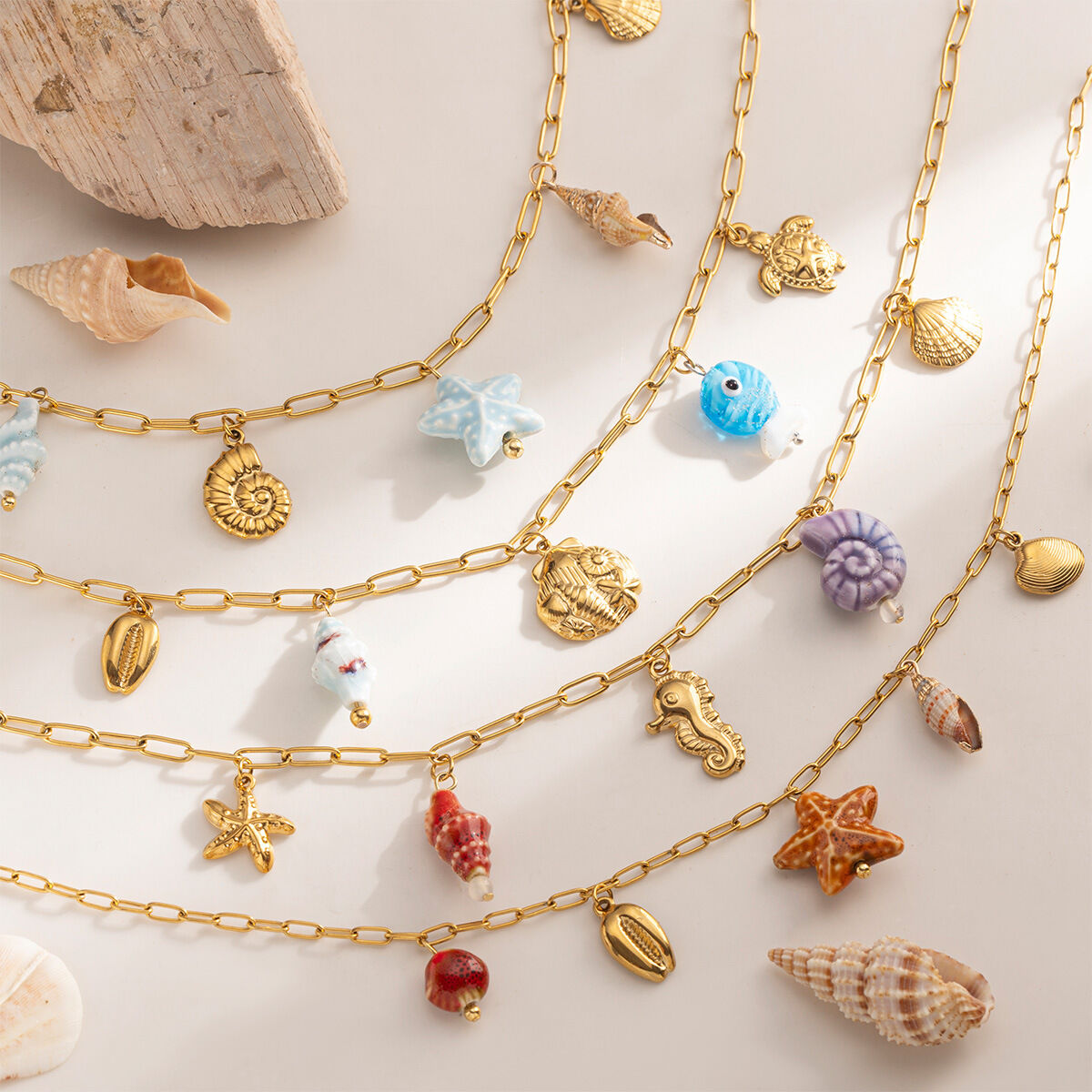 1 pezzo di collana con ciondolo color oro impermeabile in acciaio inossidabile oceanico 2