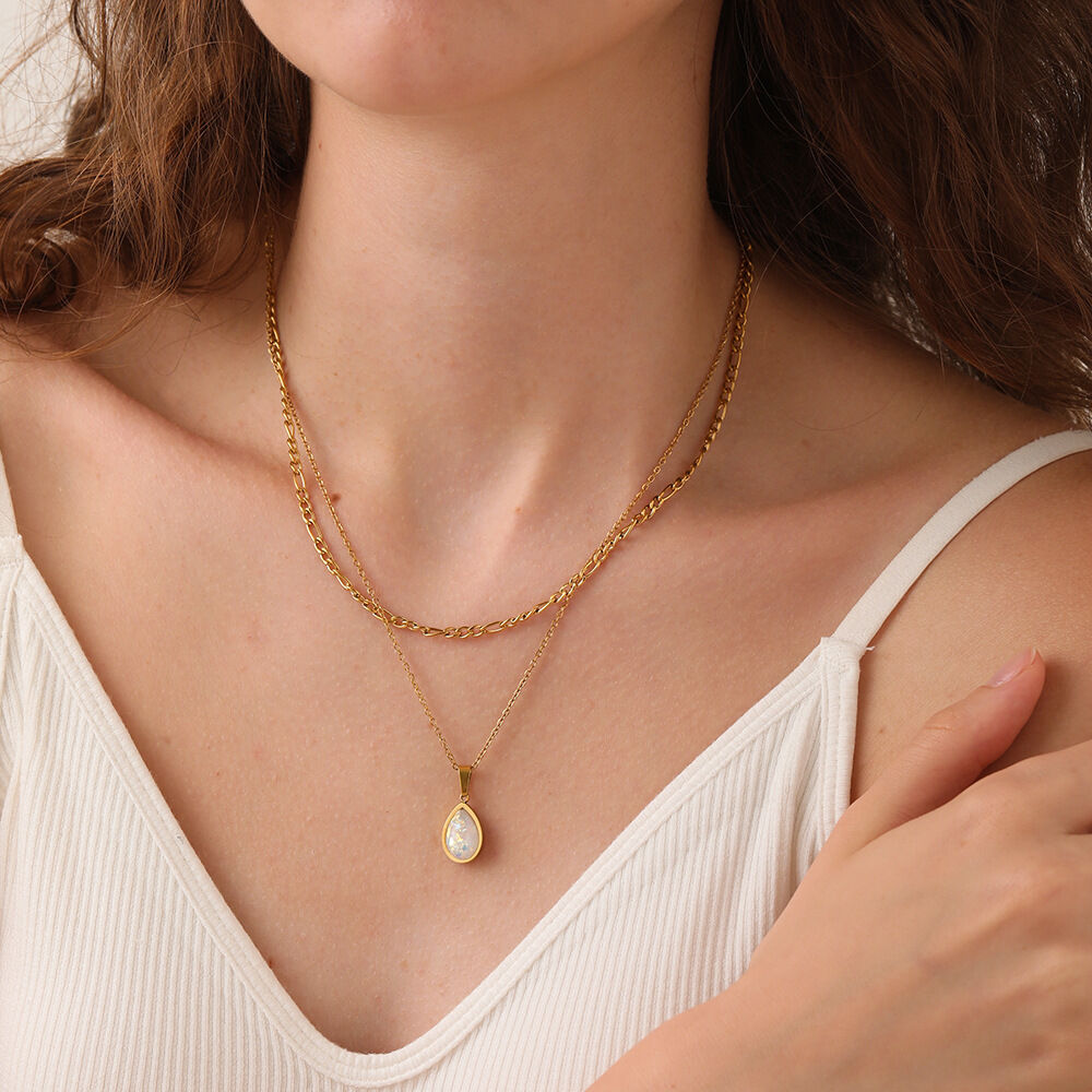 Elegante, tropfenförmige Damen-Halsketten aus wasserdichtem Edelstahl der Simple Series h5Bild2
