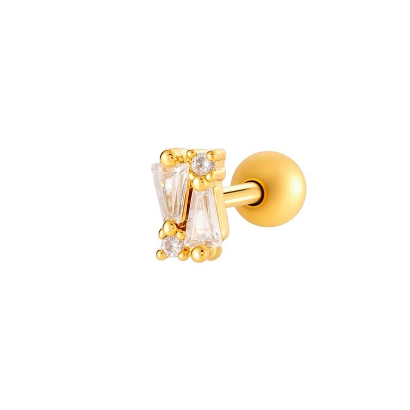 1 Piece Exquisite Copper Gold Color Zircon Women's Piercings Earrings 