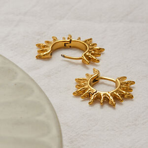 1 Pair Stylish Series Retro Sun Stainless Steel Waterproof Gold Color Women's Hoop Earrings h5 Picture5