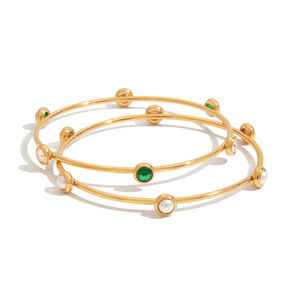 1 Piece Classic Series Retro Geometric Stainless Steel Waterproof Gold Color Women's Bangles h5 Picture6