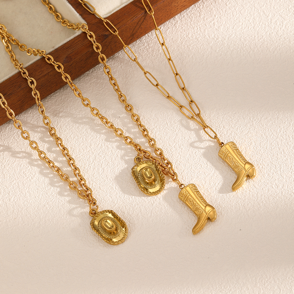 1 Piece Boot Stainless Steel Waterproof Gold Color Pendant Necklace