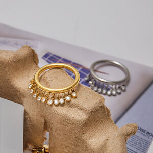 1 piece luxurious series tassel stainless steel gold color women's gemstone rings h5 Picture3