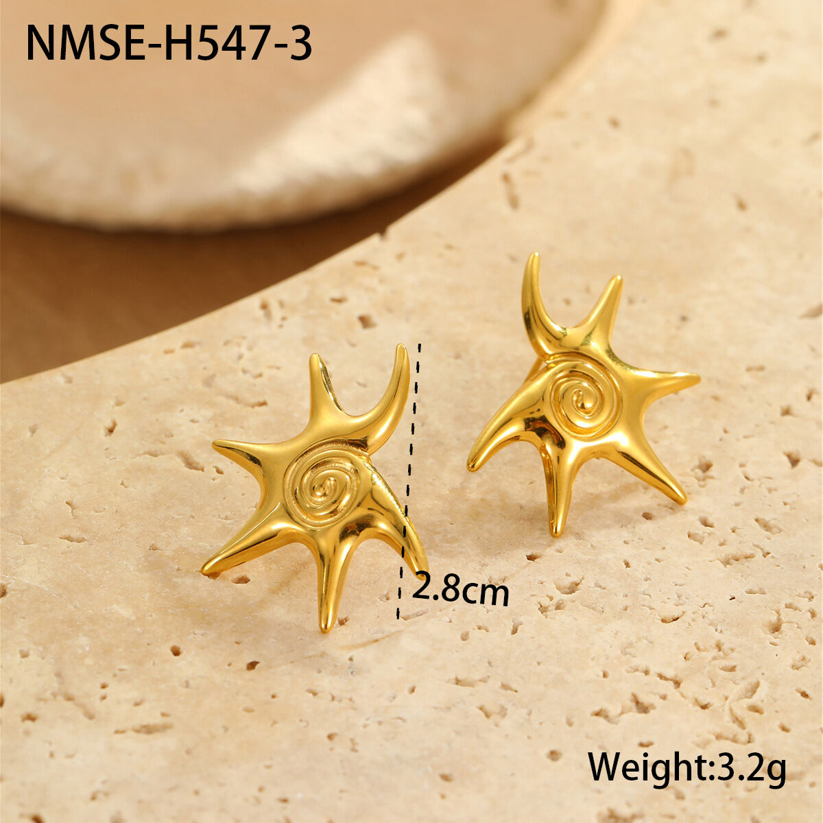 Romantische Urlaubs-Ohrstecker aus Edelstahl, wasserdicht, goldfarben, mit Cartoon-Motiv h5 