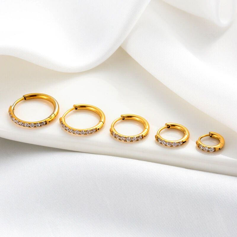 1 Piece Stainless Steel Waterproof Gold Color Zircon Piercings Earrings
