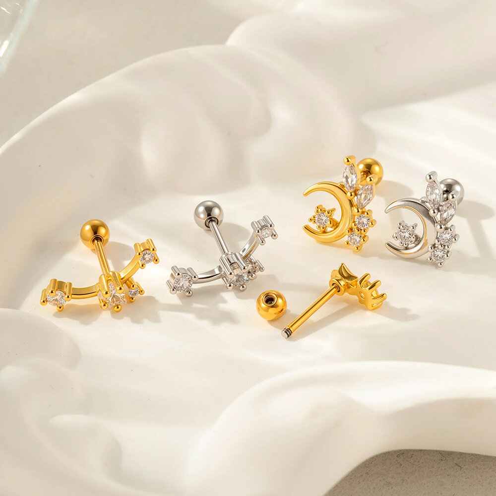 1 Piece Copper Zircon Piercings Earring Picture3