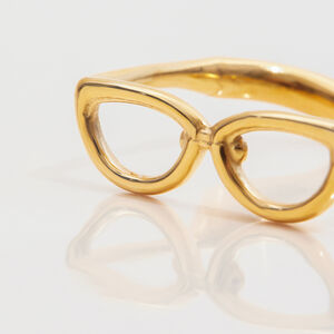 1 Piece Personality Glasses Shape Stainless Steel Waterproof Gold Color Statement Rings h5 Picture6