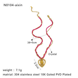 1 Piece Stainless Steel Waterproof Heart Gold Color Pendant Necklace h5 Picture2