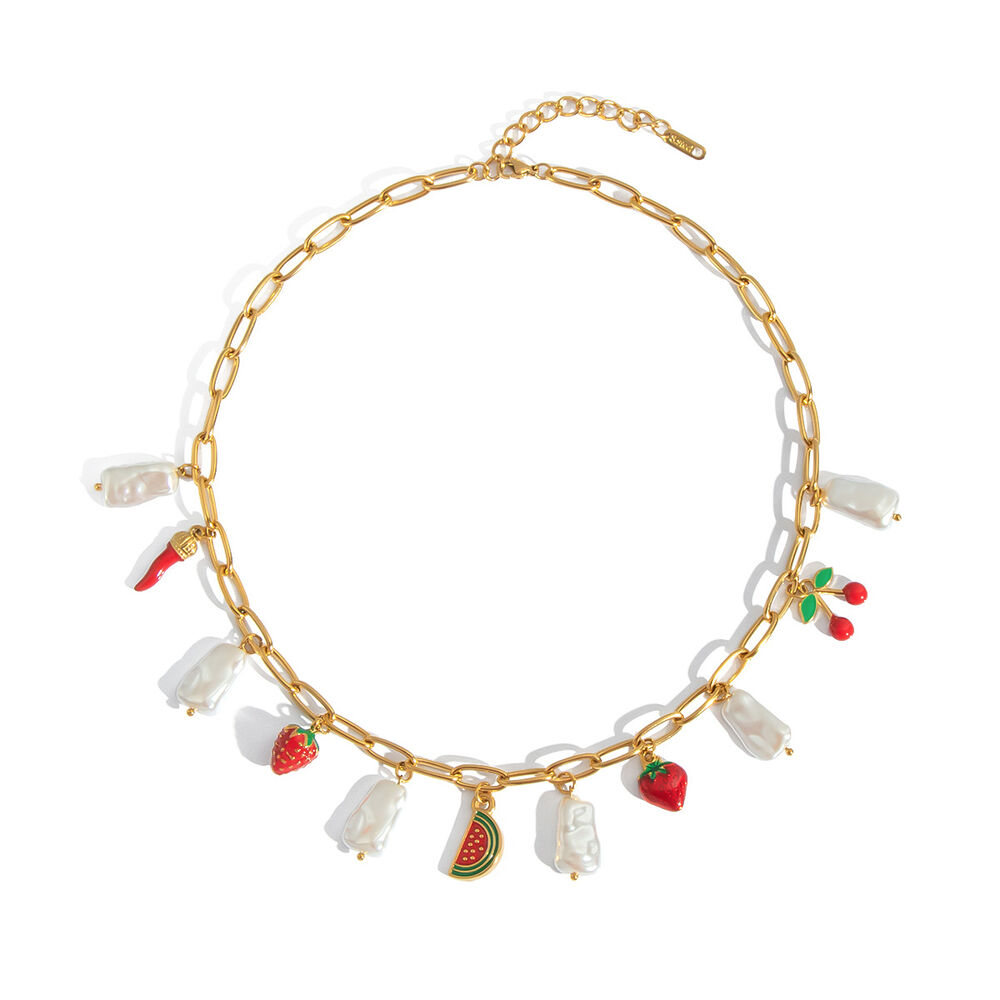 Collier pendentif doré étanche en acier inoxydable, 1 pièce, représentant un fruit sucré Image5