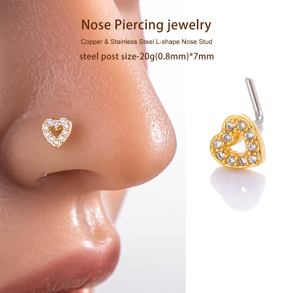 1 Piece Copper Gold Color Zircon Nose Stud Picture4