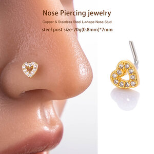 1 Piece Copper Gold Color Zircon Nose Stud h5 Picture4