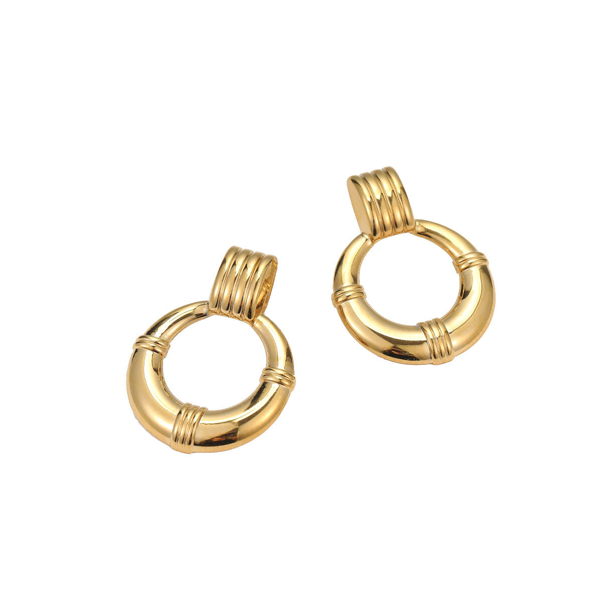 Luxurious Retro Geometric Stainless Steel Waterproof Women's Stud Earrings Picture5