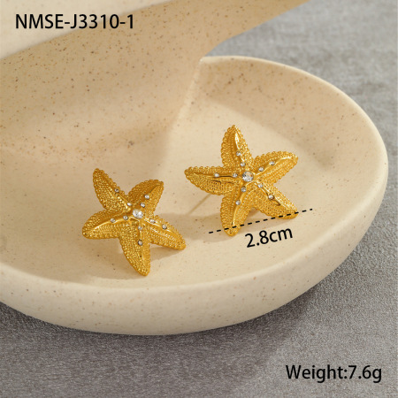 Romantic Series Vacation Star Stainless Steel Waterproof Women's Stud Earrings