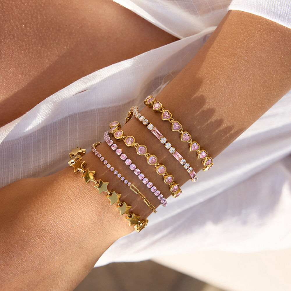 1 Piece Sweet Heart Stainless Steel Waterproof Gold Color Women's Chain Bracelets Picture3