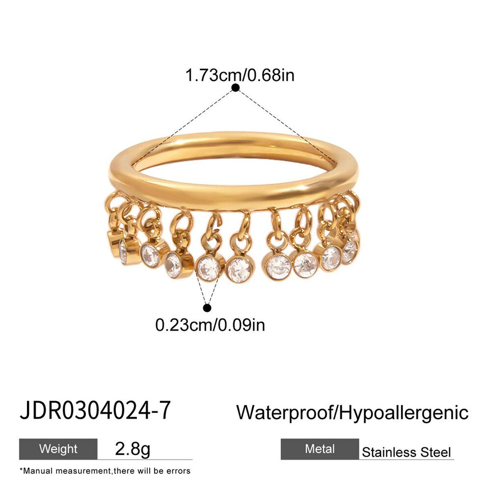 1 piece luxurious series tassel stainless steel gold color women's gemstone rings