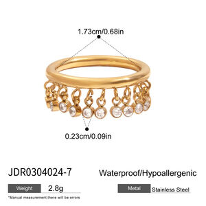 1 piece luxurious series tassel stainless steel gold color women's gemstone rings h5