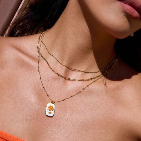 1 pezzo di collana con ciondolo da donna in acciaio inossidabile impermeabile color oro a forma di albero retrò 2