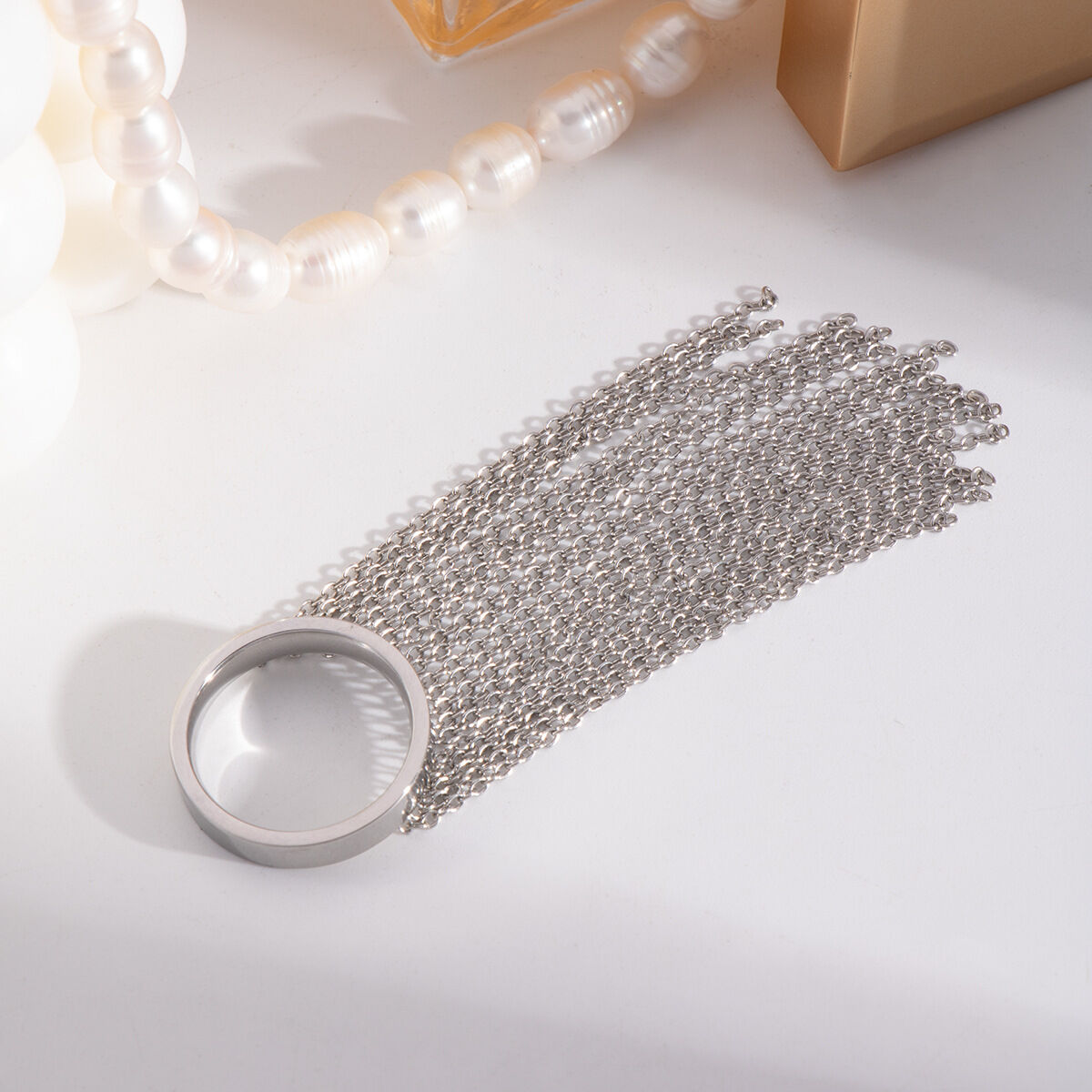 1 Piece Tassel Stainless Steel Waterproof Statement Rings h5 Picture4
