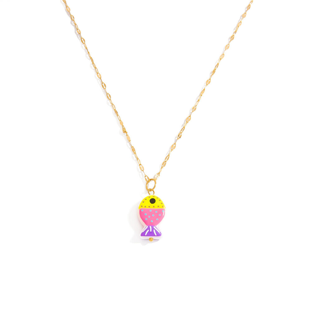 Collane con ciondolo da donna in vetro color oro impermeabile in acciaio inossidabile a forma di tartaruga Immagine4
