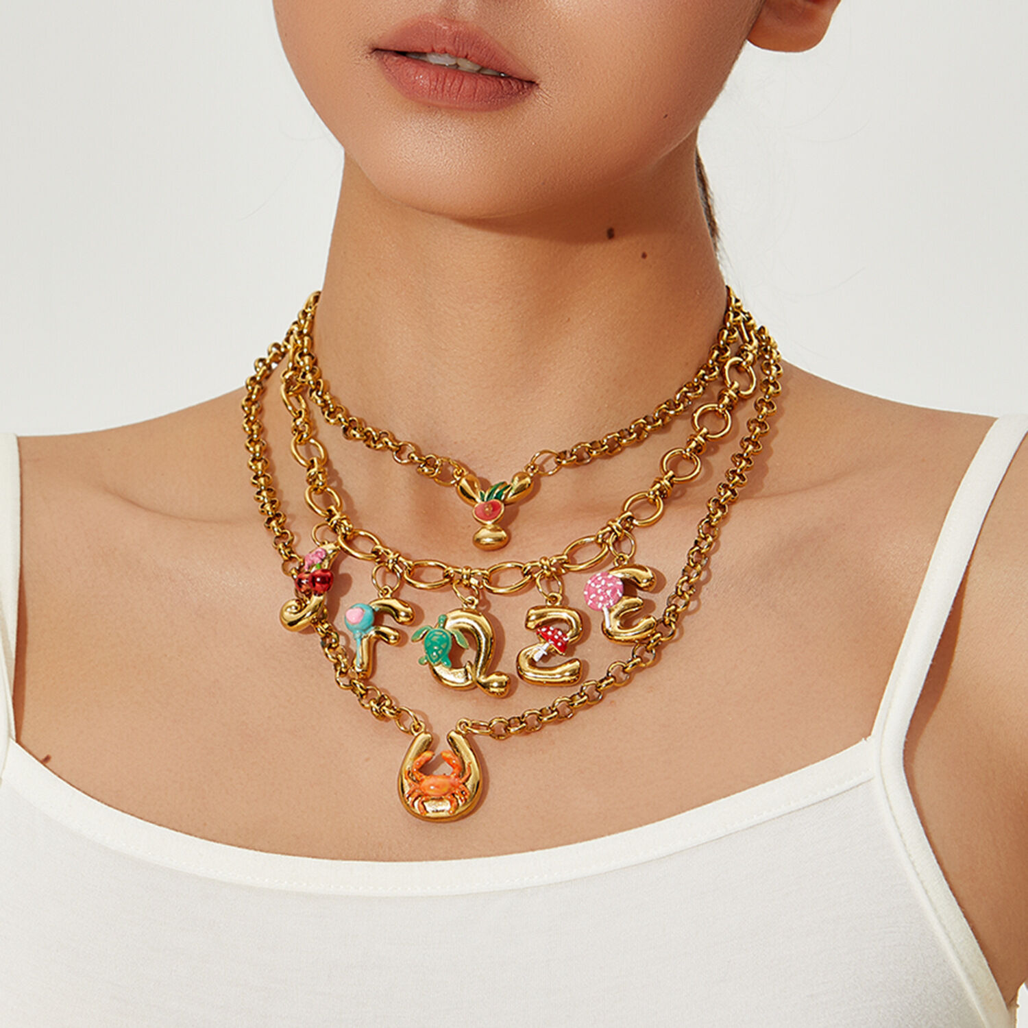 Collana con ciondolo da donna impermeabile in acciaio inossidabile a forma di tartaruga, serie romantica, 1 pezzo 2