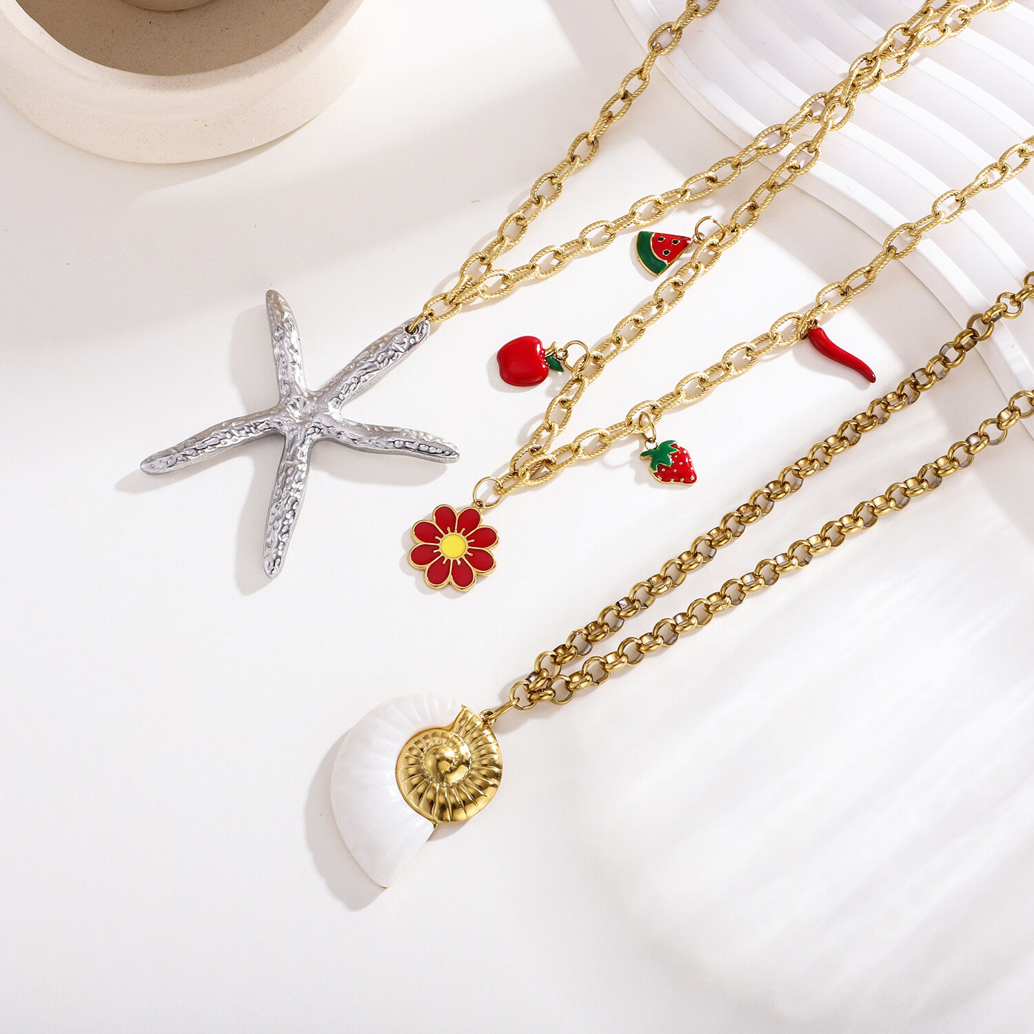 1 Piece Oceanic Series Daily Starfish Stainless Steel Waterproof Women's Pendant Necklaces h5 Picture2