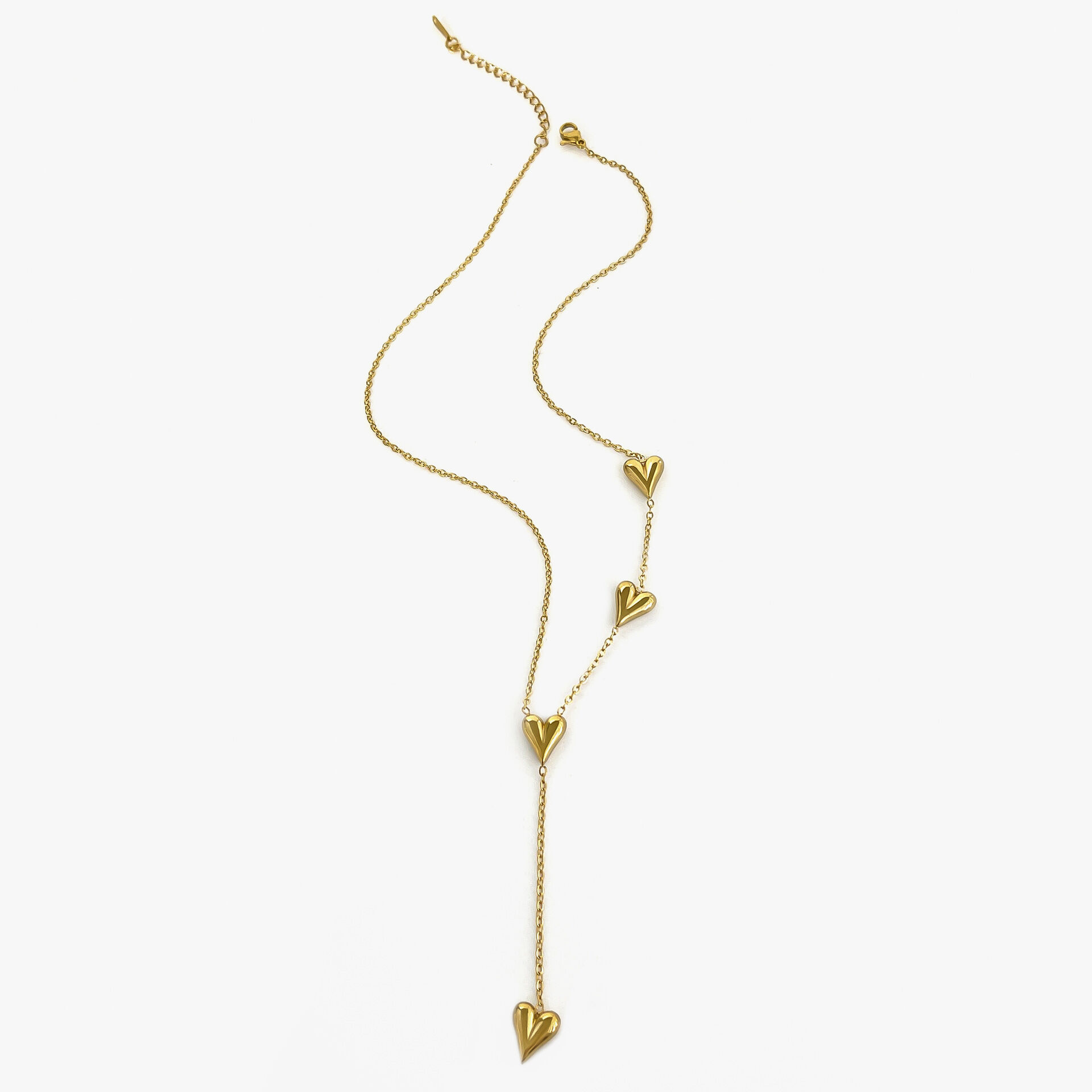 Collana con ciondolo a forma di cuore in acciaio inossidabile impermeabile color oro da 1 pezzo Immagine5