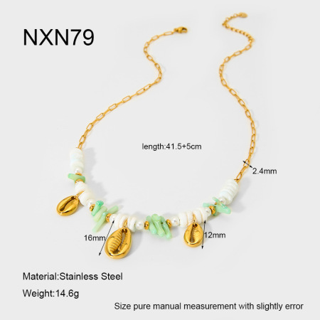 1 Piece Shell Stainless Steel Waterproof Gold Color Pendant Necklace