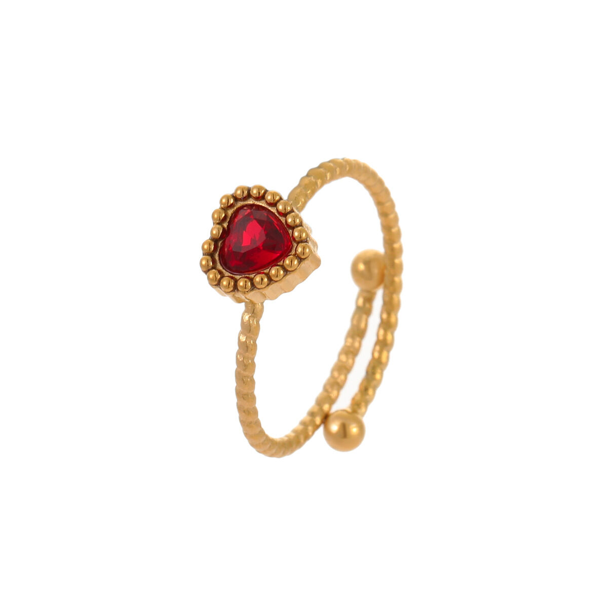 Retro Heart Stainless Steel Waterproof  Gold Color Women's Adjustable Rings Picture5