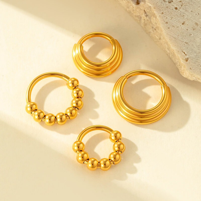 1 Piece Stainless Steel Waterproof Gold Color Piercings Earring Picture3