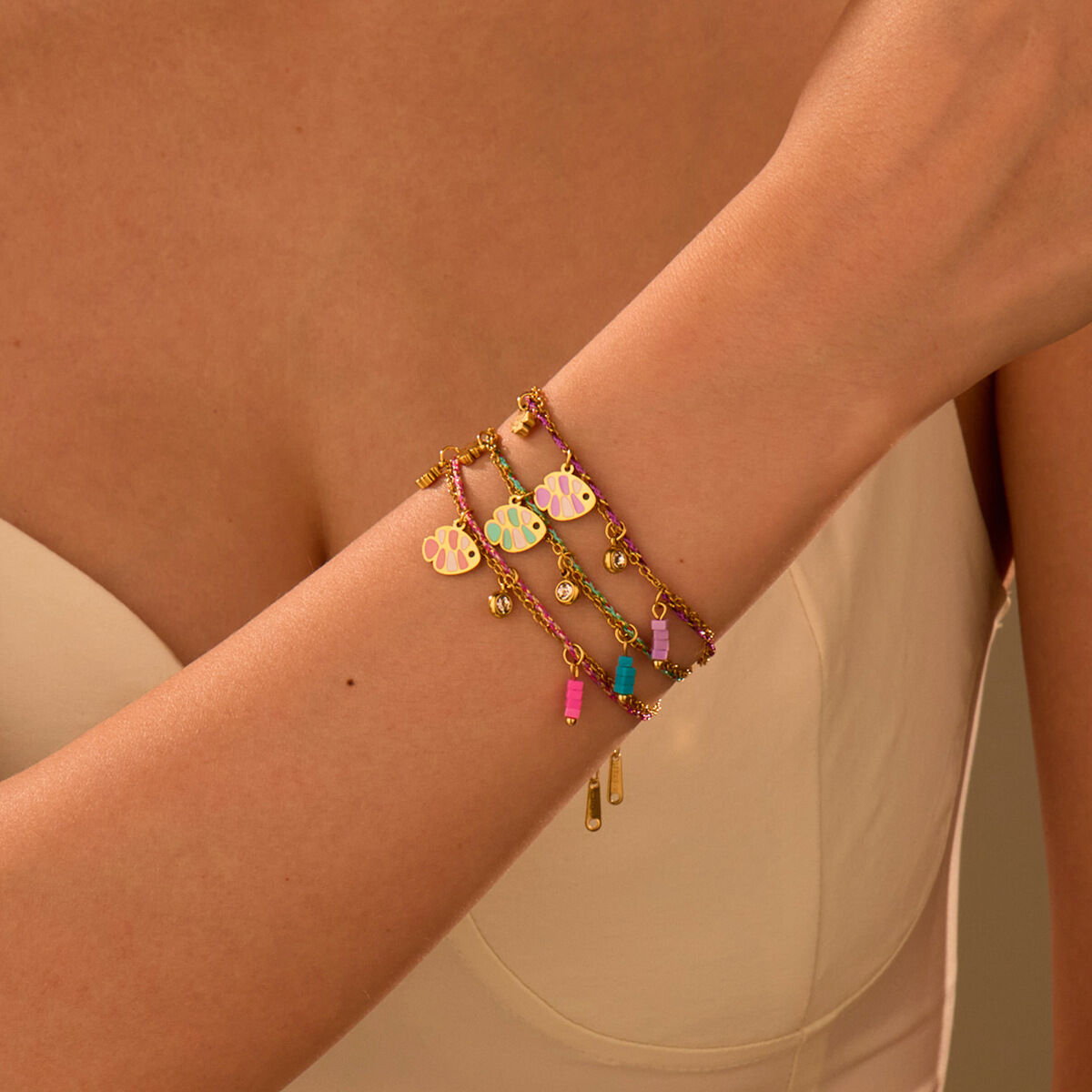 Einfache, wasserdichte Damen-Charm-Armbänder aus Edelstahl mit Tiermotiven für den Urlaub
