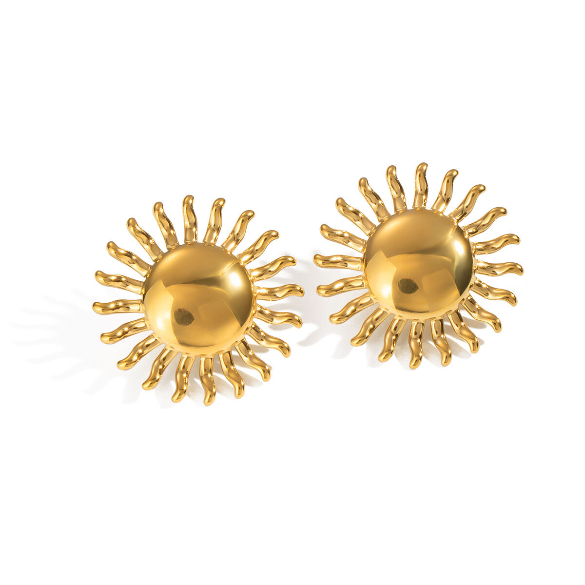 1 Pair Sun Stainless Steel Waterproof Gold Color Stud Earrings Picture5