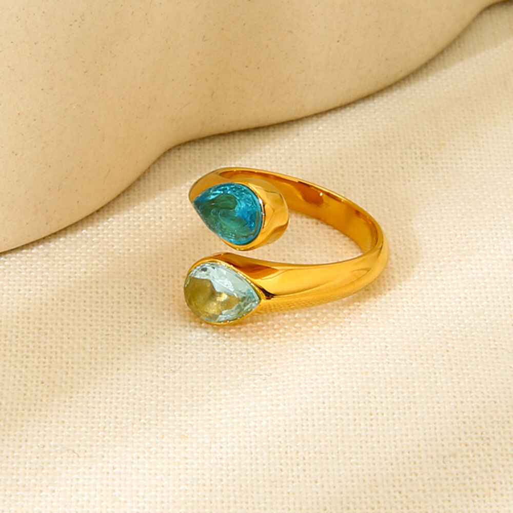 Light Luxury Water Drop Shape Stainless Steel Waterproof Women's Ring Picture4
