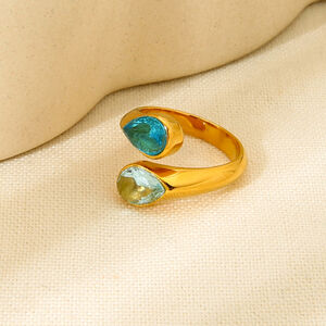 Light Luxury Water Drop Shape Stainless Steel Waterproof Women's Ring h5 Picture4