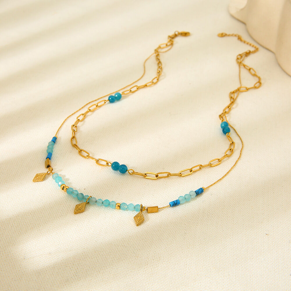 Retro Geometric Stainless Steel Waterproof   Gold Color Women's Layered Necklaces
