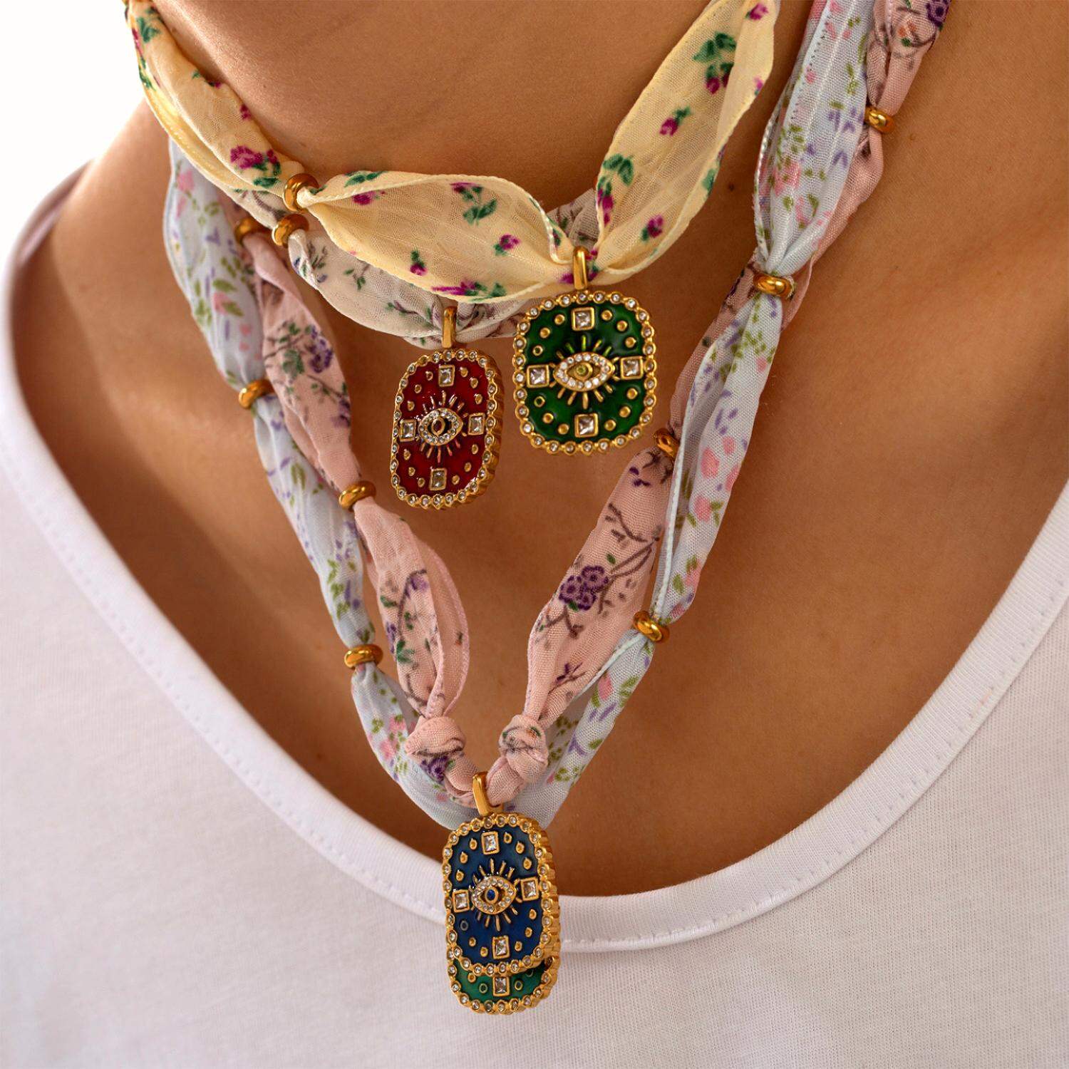 Collana con ciondolo da donna in acciaio inossidabile con sciarpe impermeabili e geometriche classiche, serie lussuosa, 1 pezzo