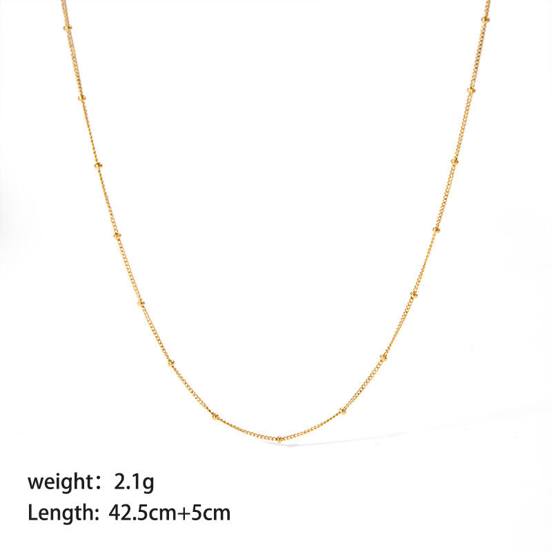 1 Piece Classic Stainless Steel Waterproof Gold Color Chain Necklace