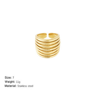 1 stuk Simple Series Daily Strip roestvrijstalen waterdichte statement ring in goudkleur h5 Afbeelding2