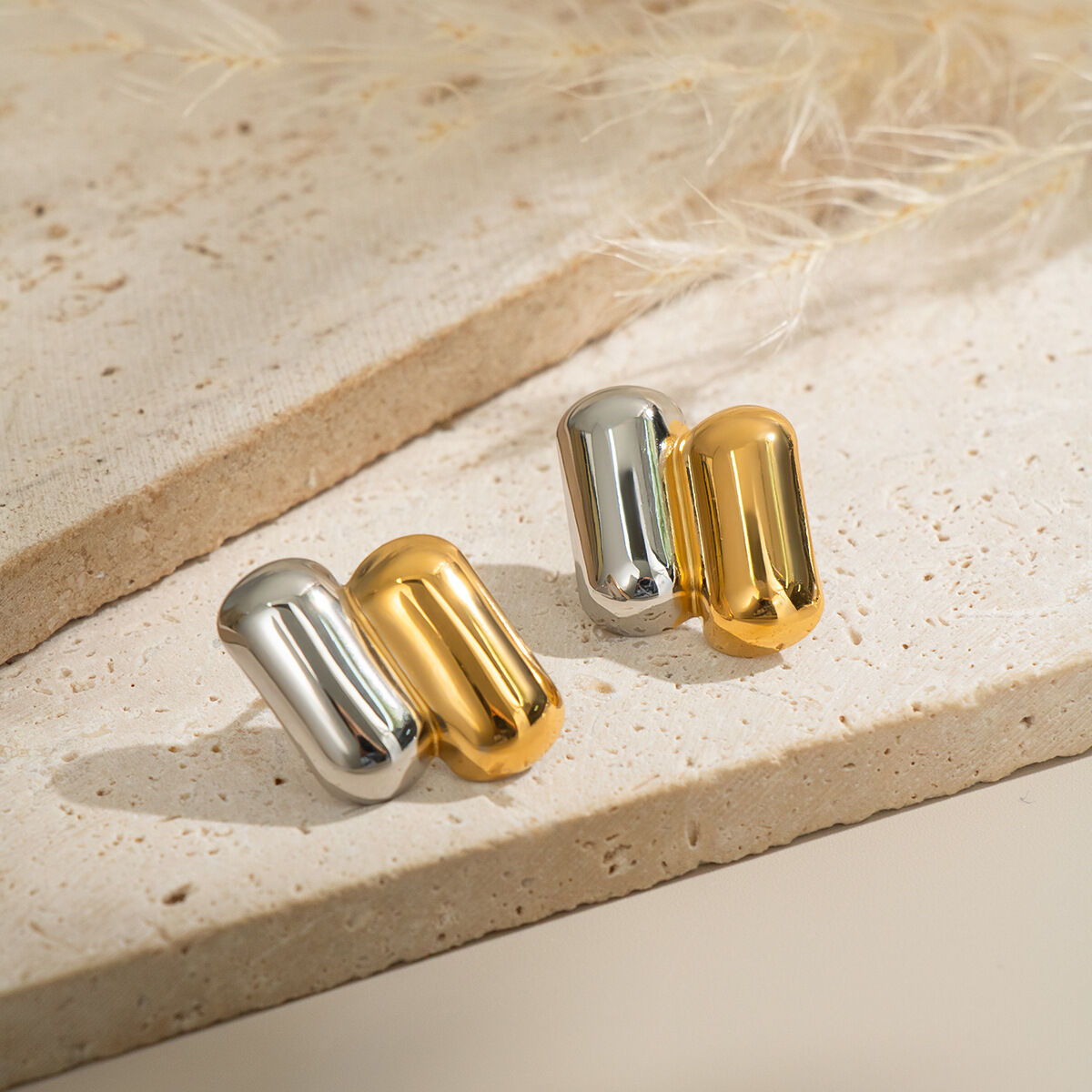 1 Pair Stainless Steel Waterproof Mixed Color Stud Earrings 2