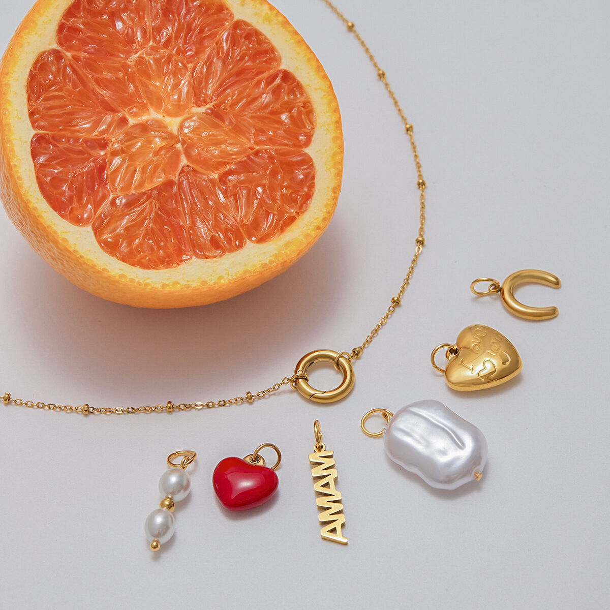 1 Piece DIY Series Vacation Heart Stainless Steel Waterproof Gold Color Women's Pendant Necklaces