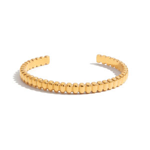 1 Piece Simple Stainless Steel Waterproof Gold Color Women's Cuff Bracelets h5