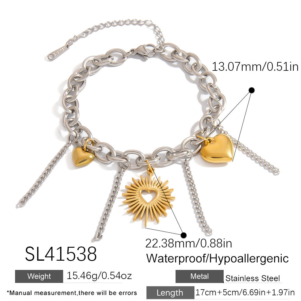 1 Stück Herzförmiges Edelstahl-Armband mit wasserdichtem Anhänger in verschiedenen Farben h5 Bild2