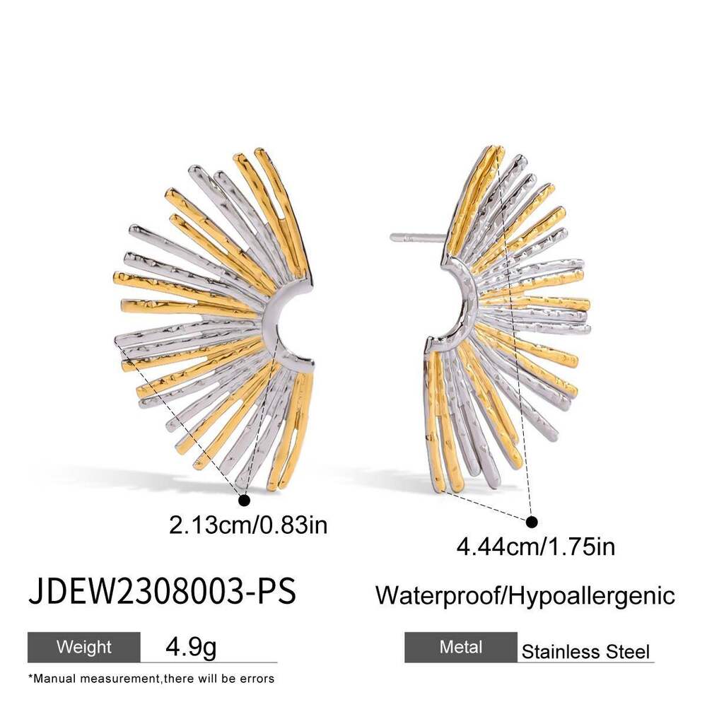 1 paire de boucles d'oreilles puces Daily Sun pour femmes, en acier inoxydable étanche, couleur or.