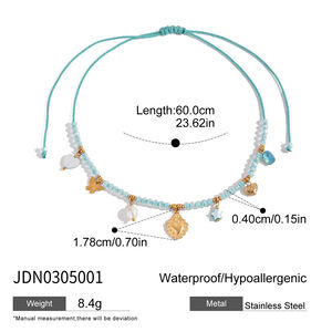 1 Piece Delicate Heart Blue Stainless Steel Waterproof Gold Color Women's Pendant Necklaces h5 Picture2