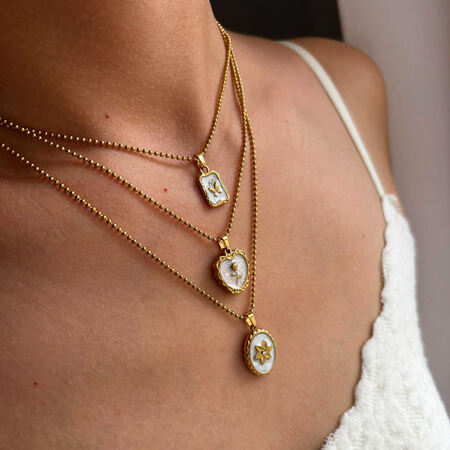 1 Piece Enamel Heart Stainless Steel Waterproof Gold Color Pendant Necklace 2