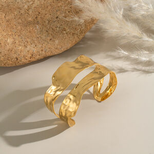 1 Piece Geometric Stainless Steel Waterproof Gold Color Cuff Bracelet h5 Picture3