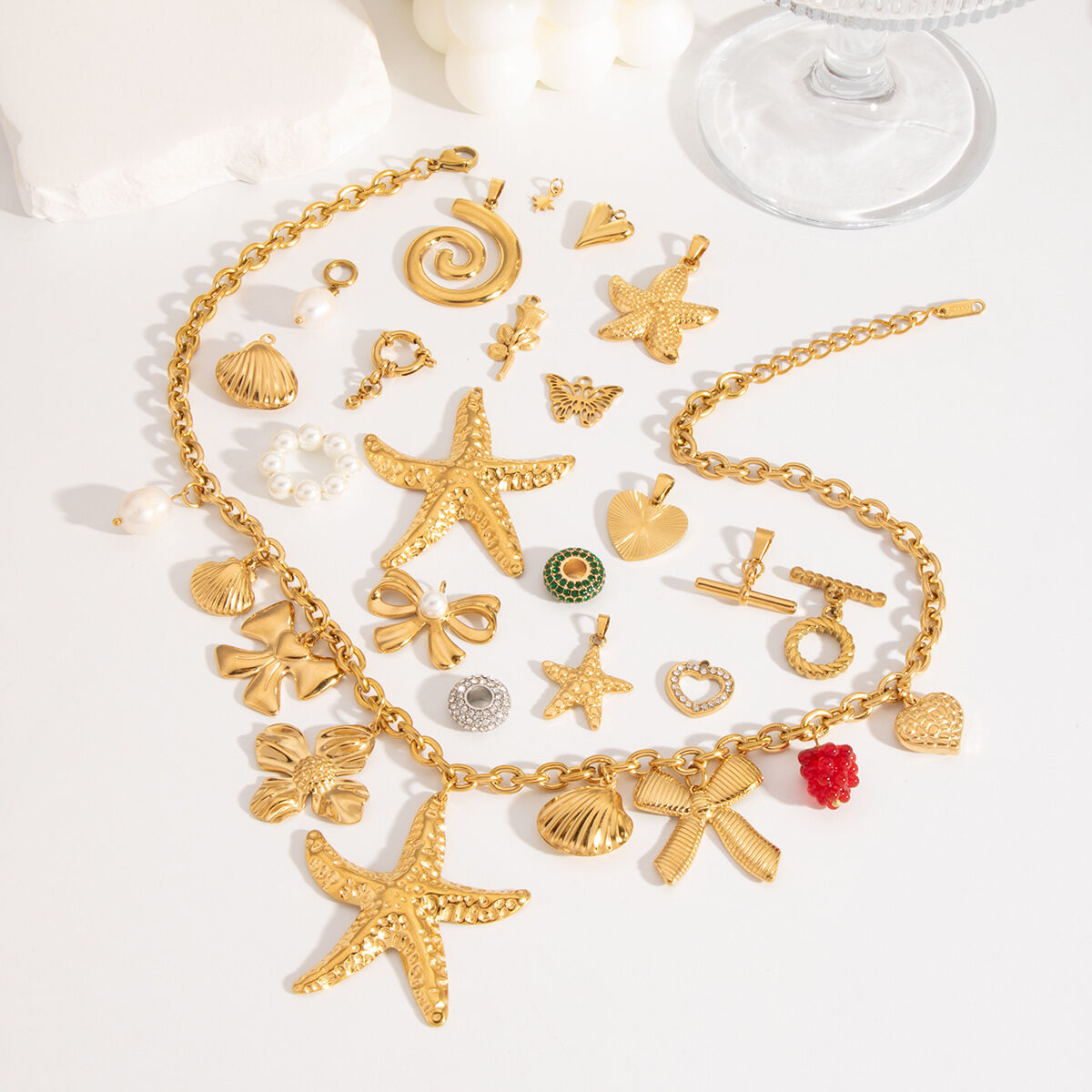 1 Piece Oceanic Stainless Steel Waterproof Gold Color DIY Pendants