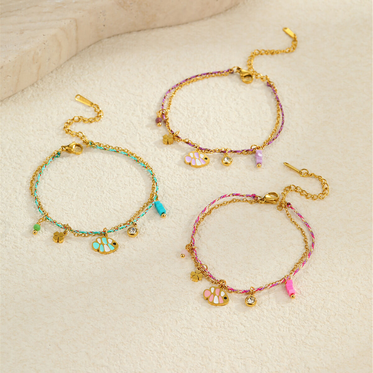 Einfache, wasserdichte Damen-Charm-Armbänder aus Edelstahl mit Tiermotiven für den Urlaub 2