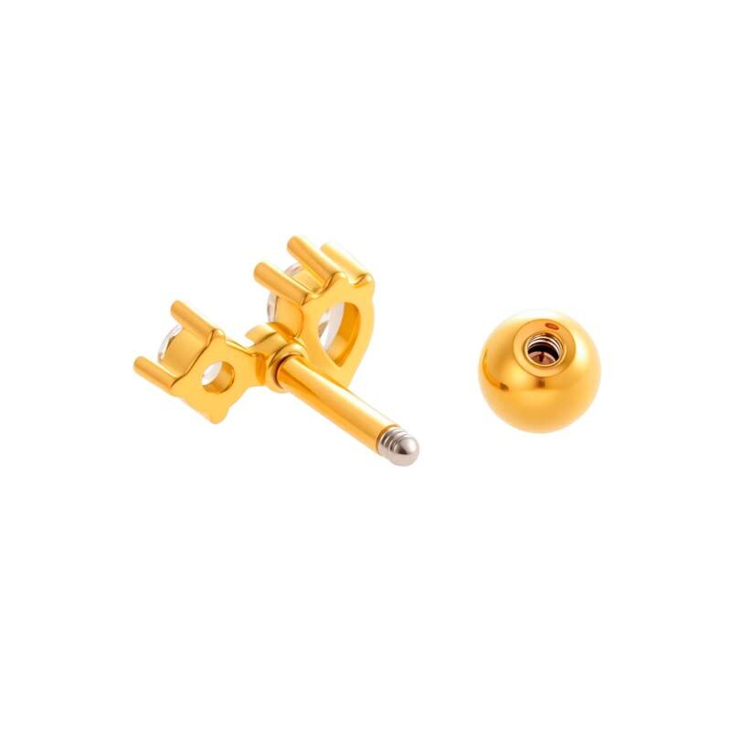1 Piece Cat Shape Copper Gold Color Zircon Women's Piercings Earrings h5 Picture6