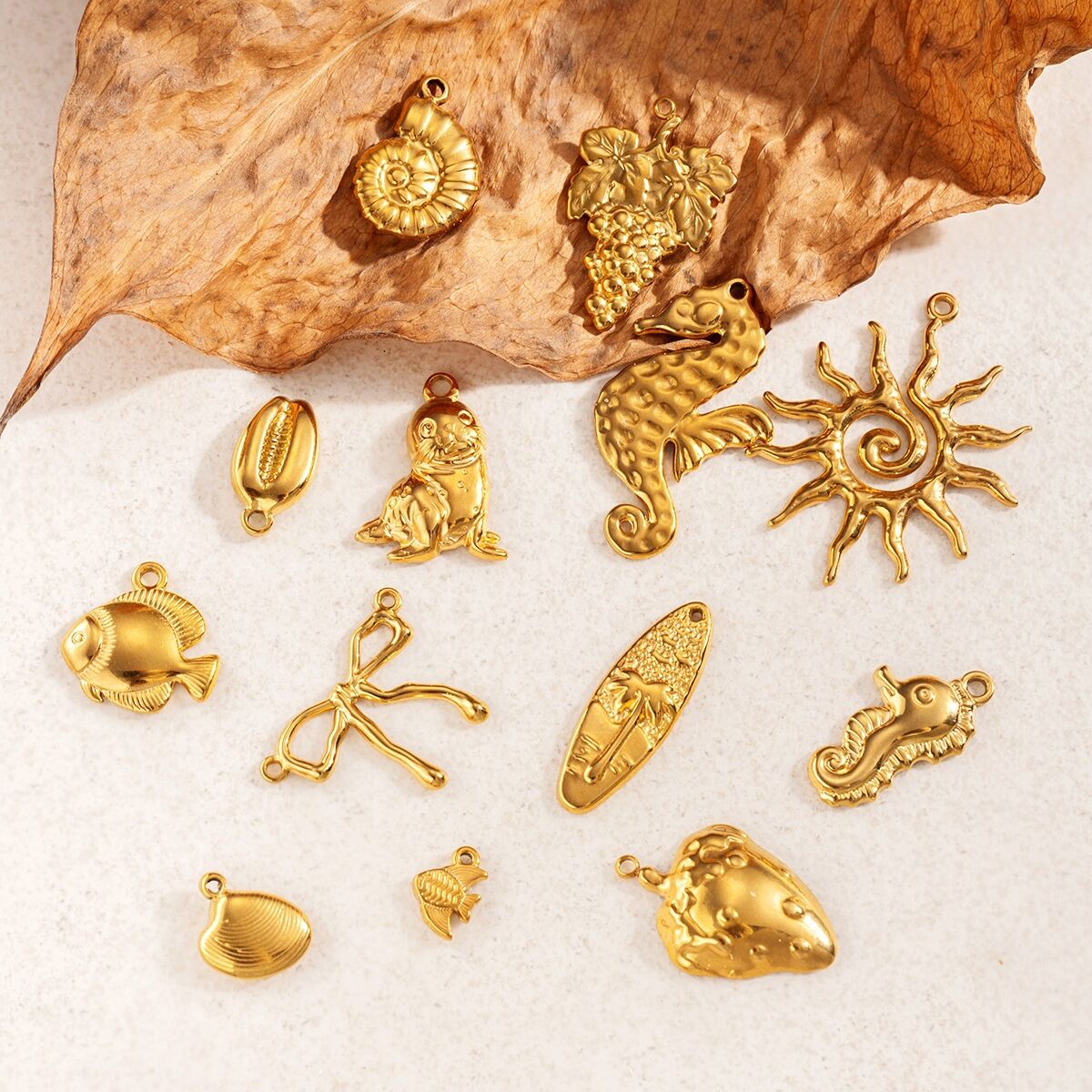 1 Piece Stainless Steel Waterproof Gold Color DIY Pendants