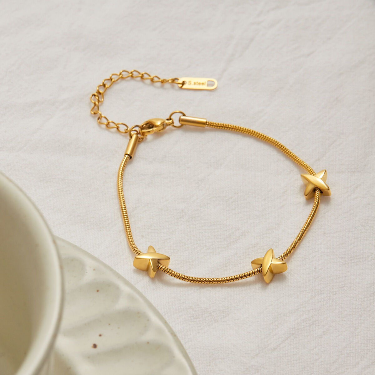 1 Piece Star Stainless Steel Waterproof Gold Color Women's Chain Bracelets Picture4